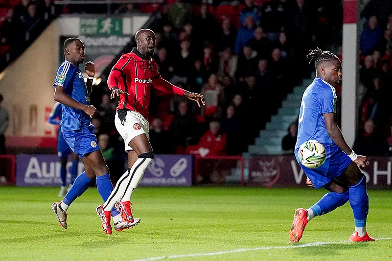 English League Cup, Walsall vs Leicester: Walsalls Albert Adomah shoots on target
