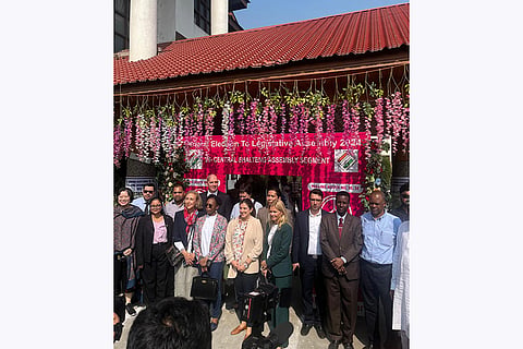 Diplomats from foreign missions at a pink polling station in Srinagar