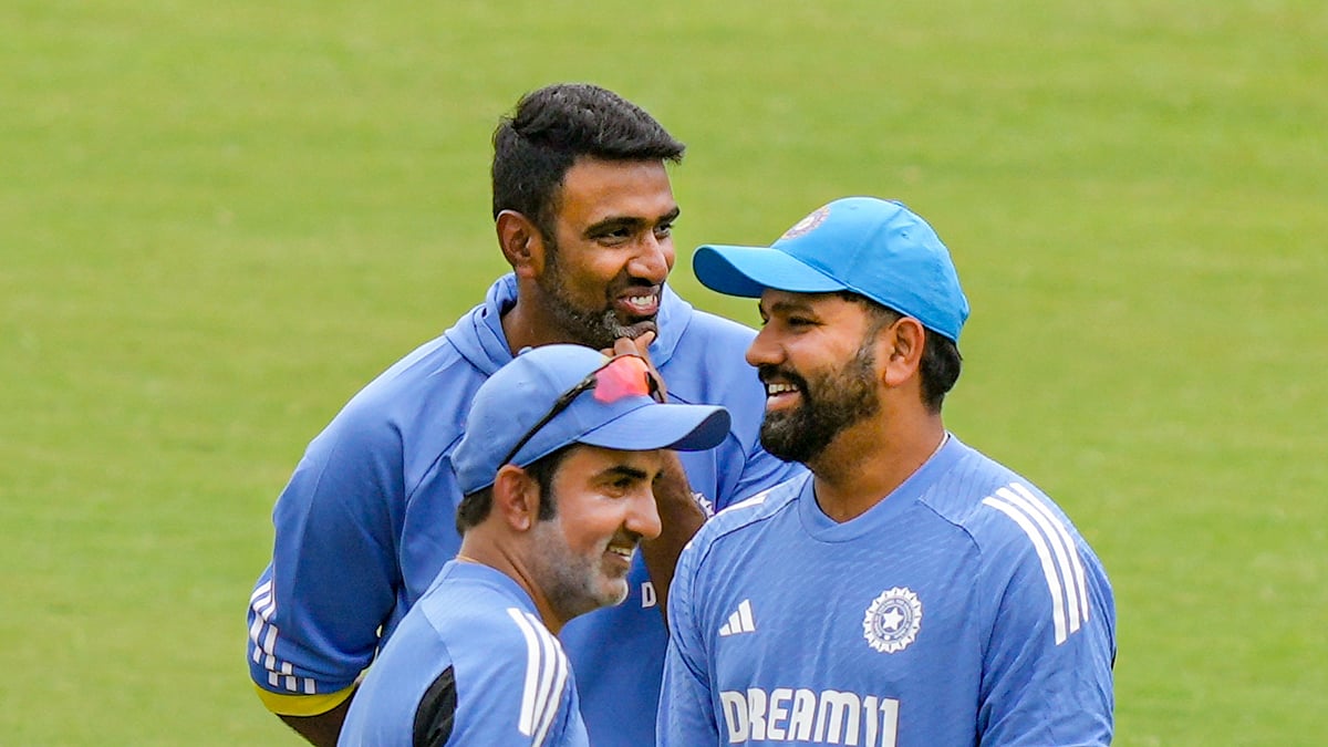 AP/Vijay Verma : Indian players Rohit Sharma, R Ashwin and coach Gautam Gambhir.