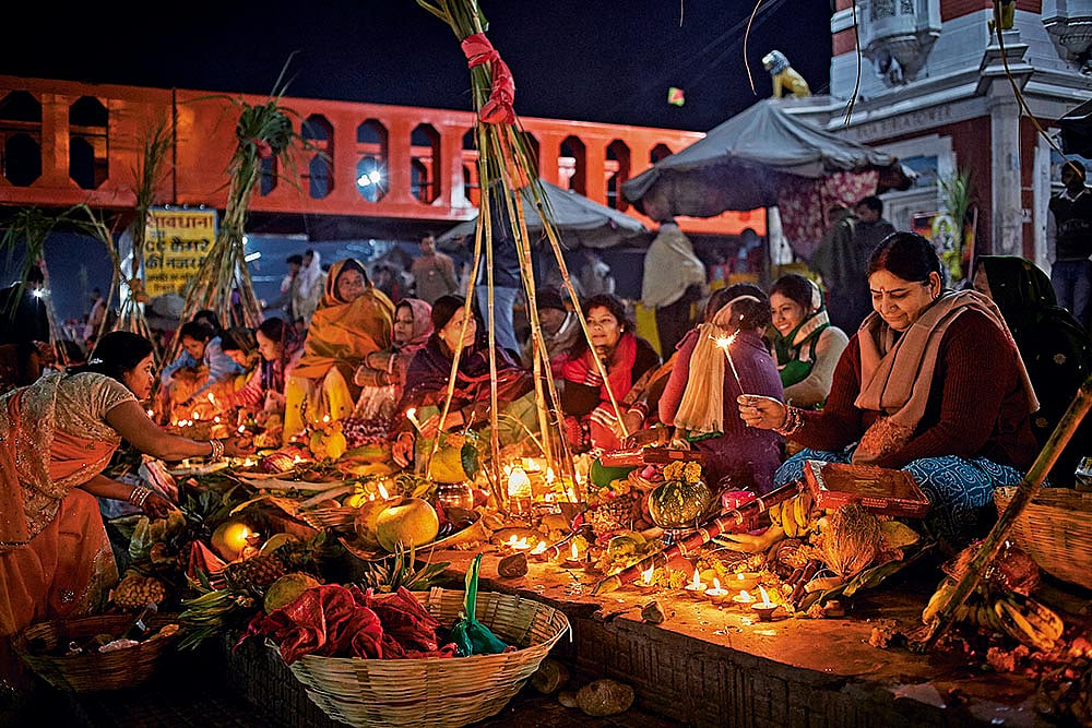 Women preparing for puja