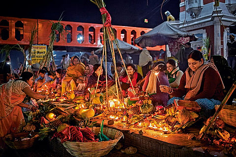 Women preparing for puja