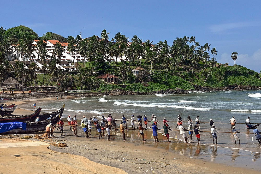 Kambavala fishing net at Grove beach Kovalam