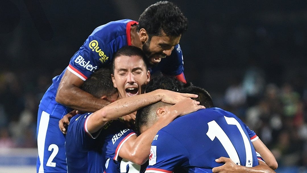 Bengaluru FC players celebrating. - X/@bengalurufc