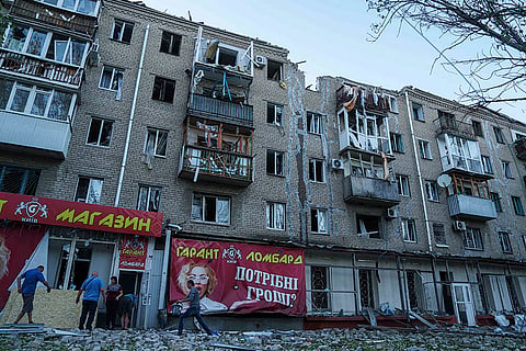 Russia Ukraine War: View of residential building after Russian airstrike in Kramatorsk, Donetsk region