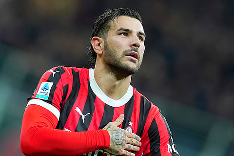 Serie A 2024-25, AC Milan vs Lecce: AC Milan's Theo Hernandez celebrates a goal