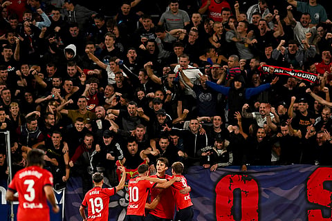 La Liga 2024-25, Osasuna and Barcelona: Osasuna's Ante Budimir celebrates his side's third goal