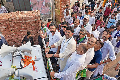 Dushyant Chautala and Chandrashekhar Azad campaigning in Haryana
