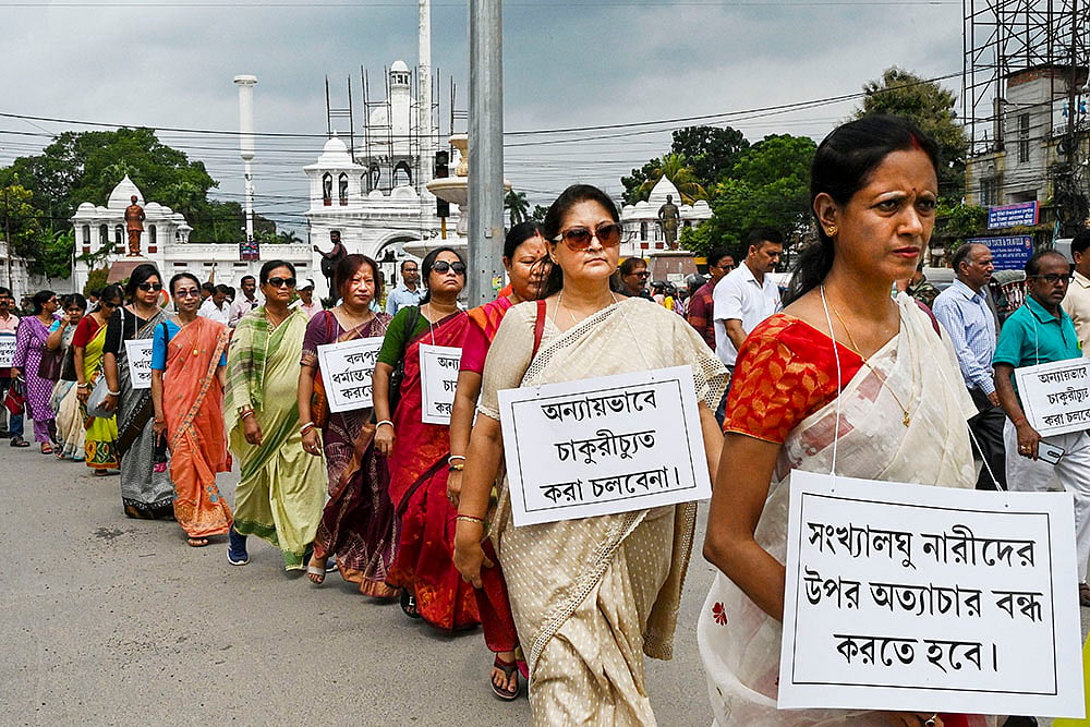 | Photo: PTI : Protest over violence against minorities in Bangladesh