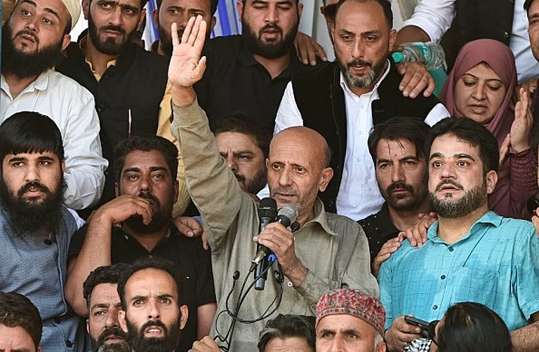 Baramulla MP and leader of Awami Ittehad Party (AIP) Sheikh Abdul Rashid, also known as Engineer Rashid, during Assembly election rally on Sep 12 - Getty Images