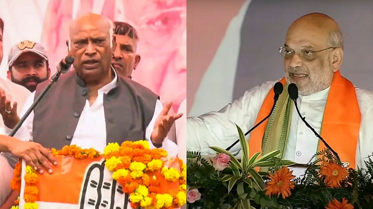 Congress president Mallikarjun Kharge  and Union Home Minister Amit Shah 