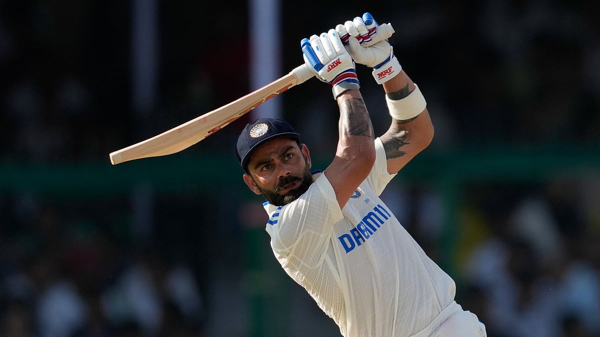 AP : India's Virat Kohli plays a shot on the fourth day of the second cricket test match against Bangladesh