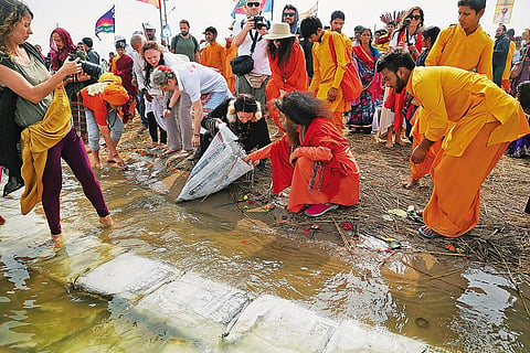 A clean-up operation underway at Kumbh in Haridwar