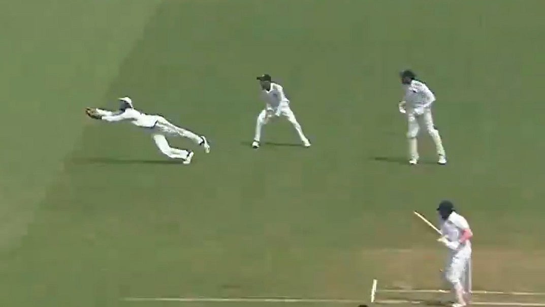 X/BCCI Domestic  : Devdutt Padikkal dives to take the catch and dismiss Prithvi Shaw on Day 1 of the Mumbai vs Rest of India, Irani Cup 2024 match in Lucknow.  