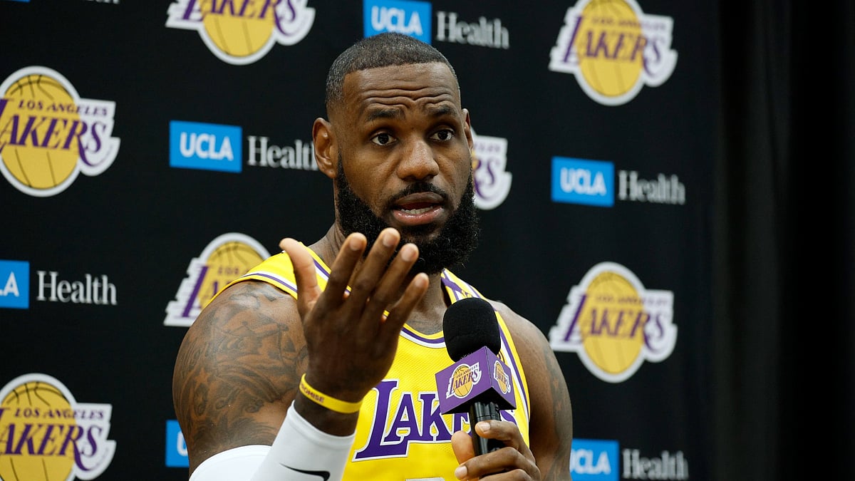 LeBron James speaks to the media - null