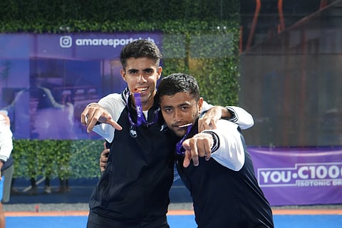 Aryan Goveas & Rahul Motwani after winning bronze medal at Asia Pacific Padel Cup.