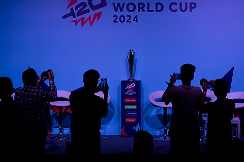 Women's T20 World Cup, Captains' Day: Media persons take photographs of Women's T20 Cricket World Cup trophy 