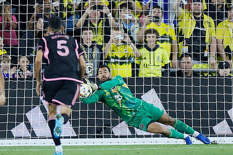 MLS Supporters' Shield, Columbus Crew vs Inter Miami: Inter Miami's Drake Callender makes a save 