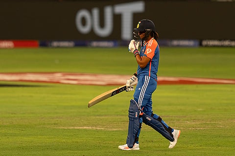 Women's World T20 Cricket, India vs New Zealand: India's captain Harmanpreet Kaur walks back after being dismissed by New Zealand's Rosemary Mair
