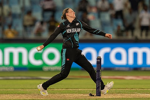 Women's World T20 Cricket, India vs New Zealand: New Zealand's Lea Tahuhu bowls