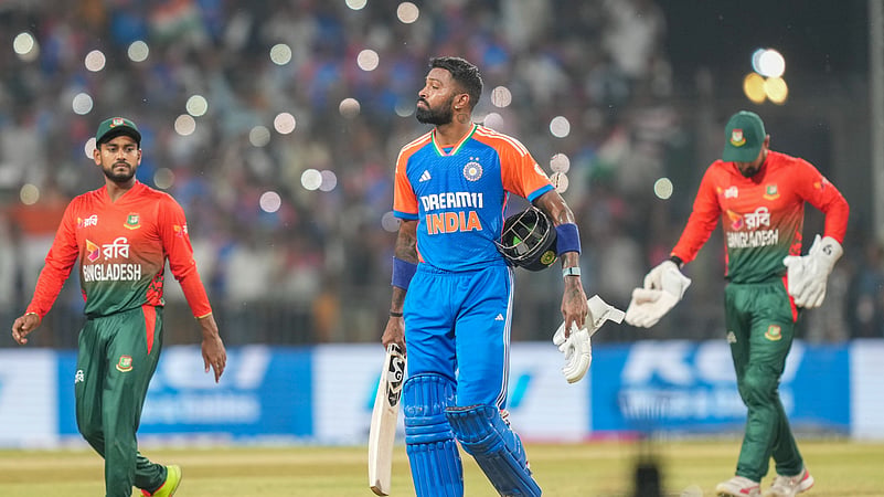 Indias Hardik Pandya after winning the first T20I. PTI Photo