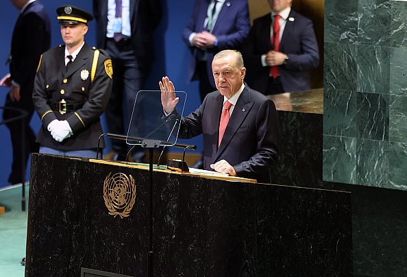 Turkish President Recep Tayyip Erdogan delivers his remarks during the 79th Session of the UN General Assembly (UNGA 79) in New York | - Getty Images