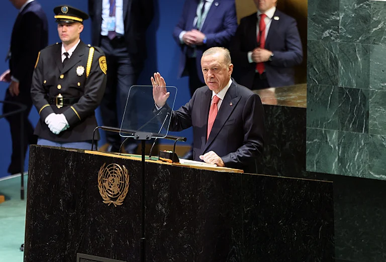 Turkish President Recep Tayyip Erdogan delivers his remarks during the 79th Session of the UN General Assembly (UNGA 79) in New York | - Getty Images