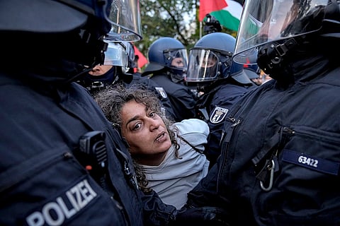 Mideast War Anniversary: Pro-Palestinian rally in Berlin