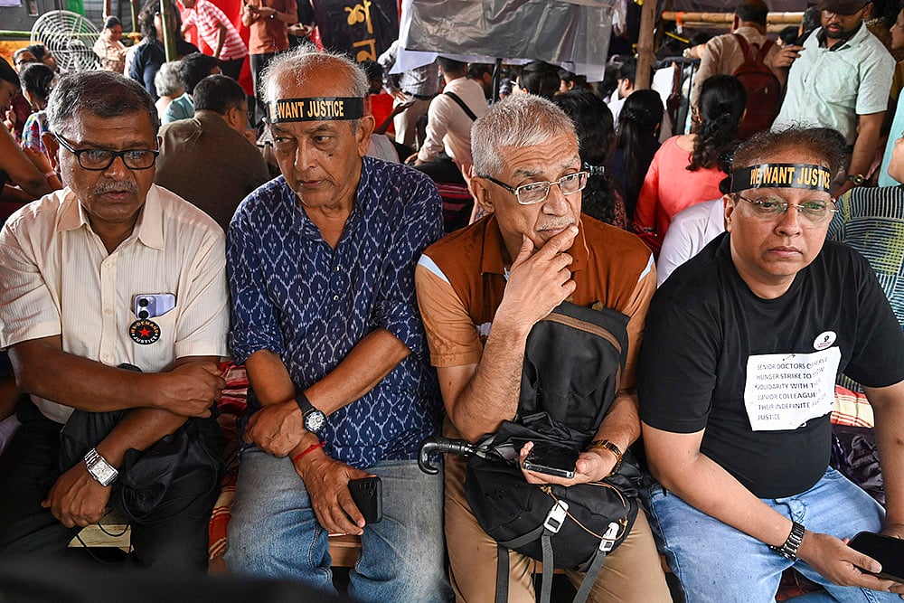 Doctors during their hunger strike in Kolkata 