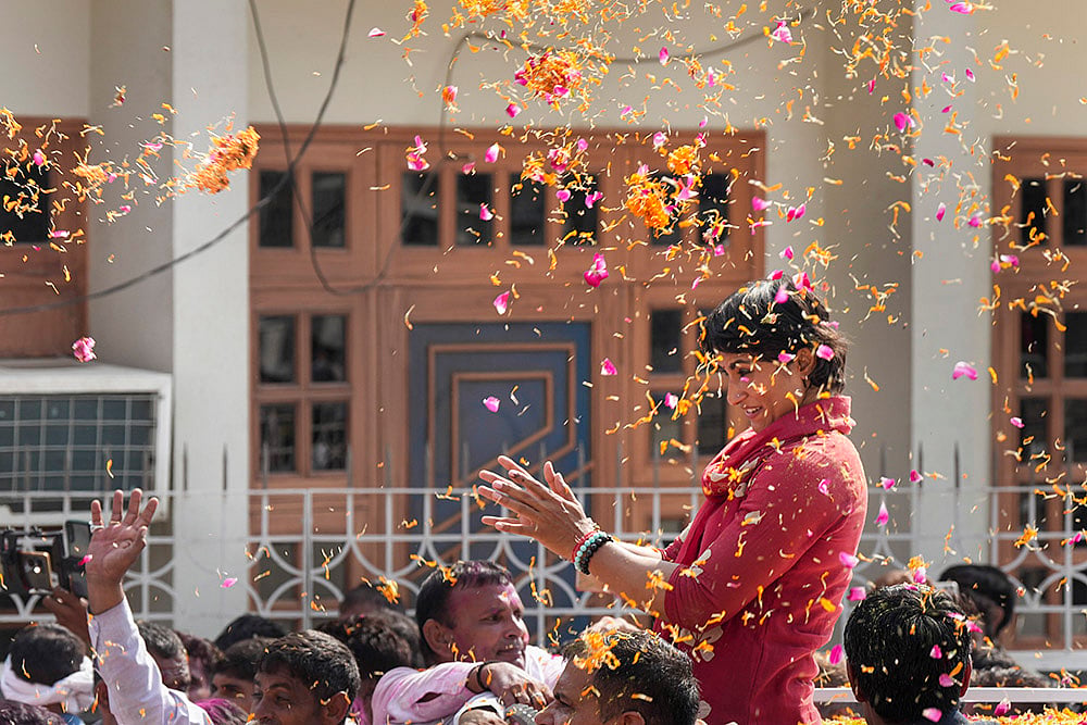Haryana polls results: Congress candidate Vinesh Phogat celebrates her win