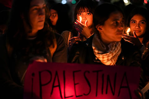 Mideast War Anniversary: Candle light vigil in Mexico City