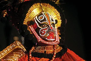 Photo: Getty Images : Recreating Stories: A performer from the Yakshagana Kendra at the Festival of World Cultures in Dublin, Ireland