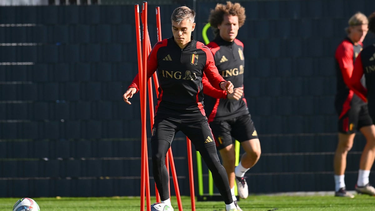 Leandro Trossard training with Belgium national teammates.