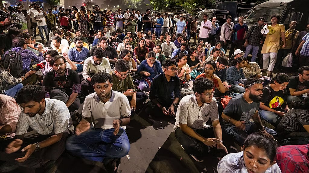 PTI : Junior doctors in Kolkata at a sit-in protest seeking justice in RG Kar case