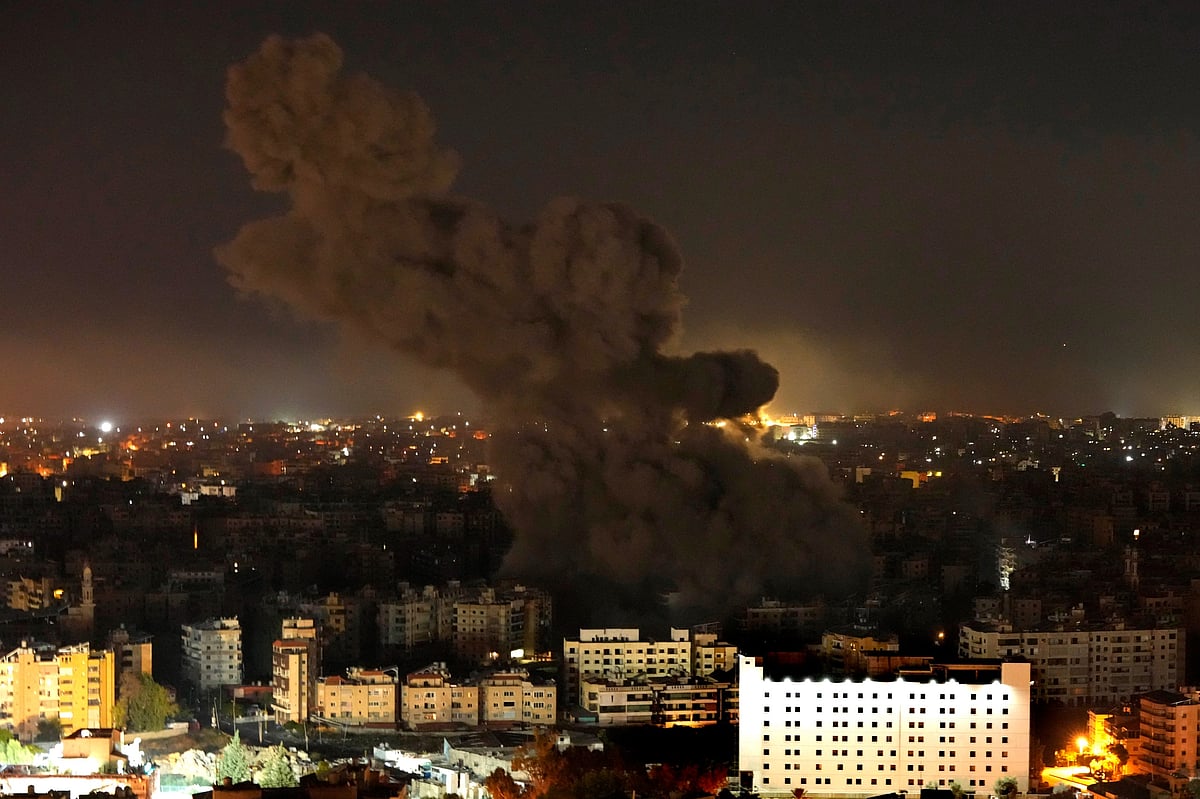 Smoke rises from an Israeli airstrike in Dahiyeh, Beirut, Lebanon, Tuesday, Oct. 8, 2024.  - AP