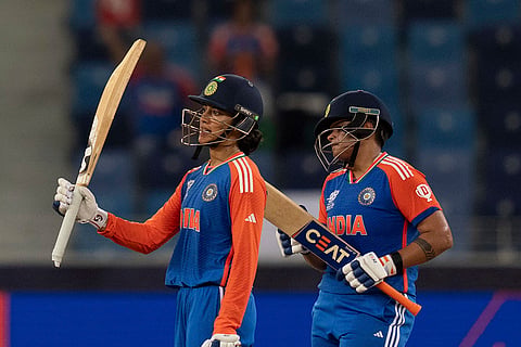 Women's T20 WC: Smriti Mandhana celebrates her fifty runs 