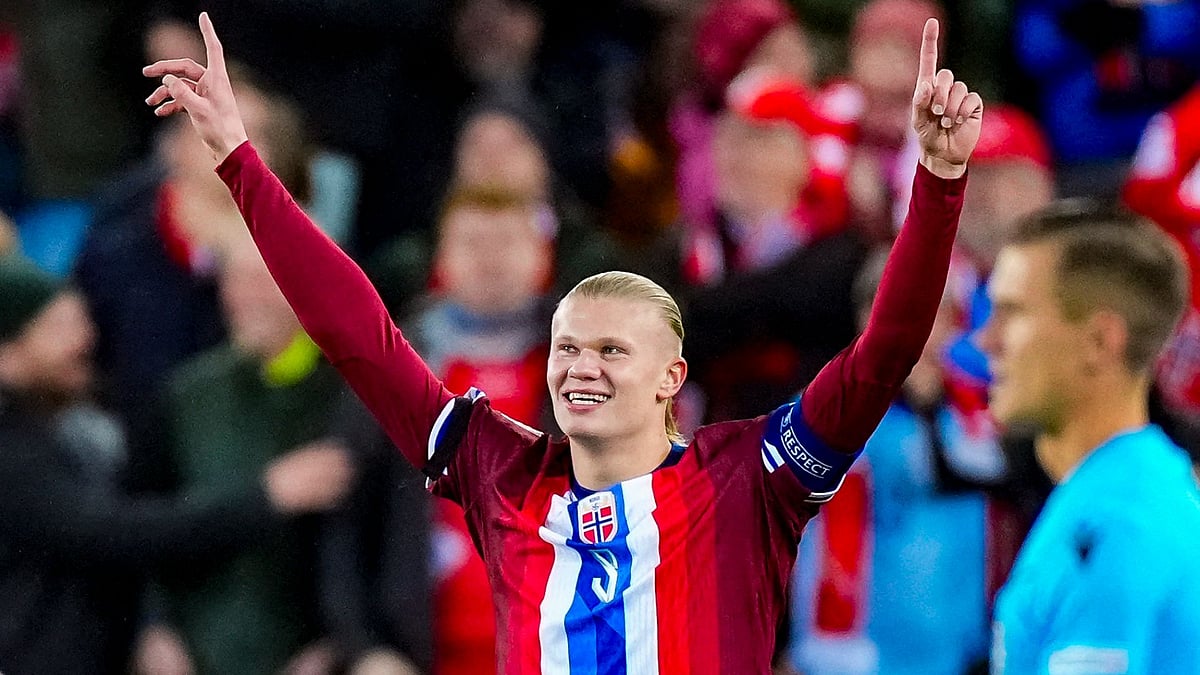 Haaland celebrates against Slovenia. - null