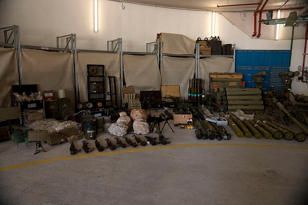 Israel Mideast Tensions IDF Displays Seized Hezbollah And Iranian Weapons_6