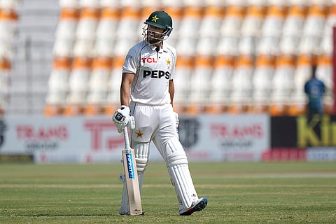 Pakistan vs England 1st Test: Salman Ali Agha reacts as he walks off the field after his dismissal 