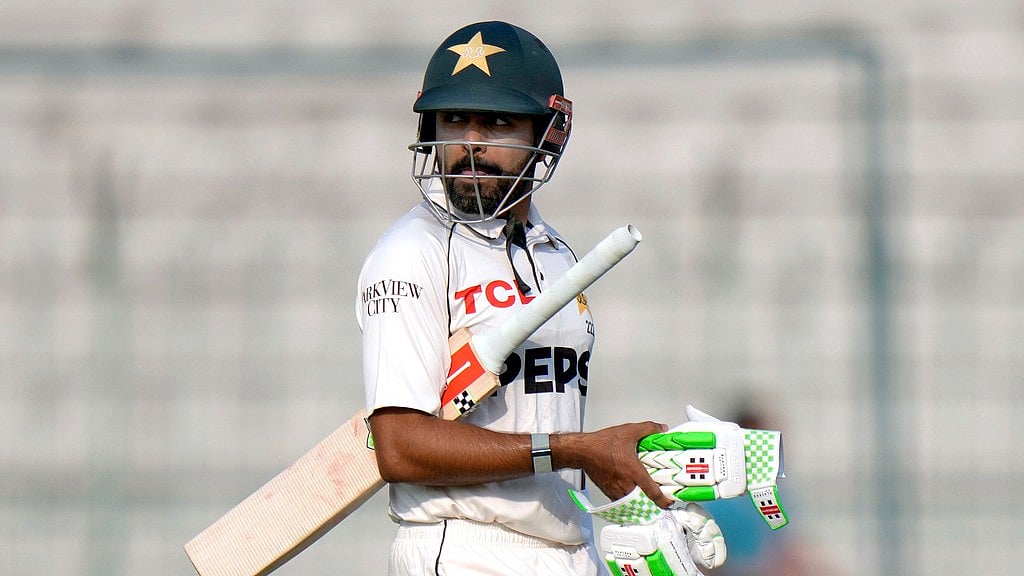 AP/Anjum Naveed : Babar Azam reacts after his dismissal on the fourth day of the first Test between Pakistan and England in Multan.