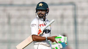 AP/Anjum Naveed : Babar Azam reacts after his dismissal on the fourth day of the first Test between Pakistan and England in Multan.