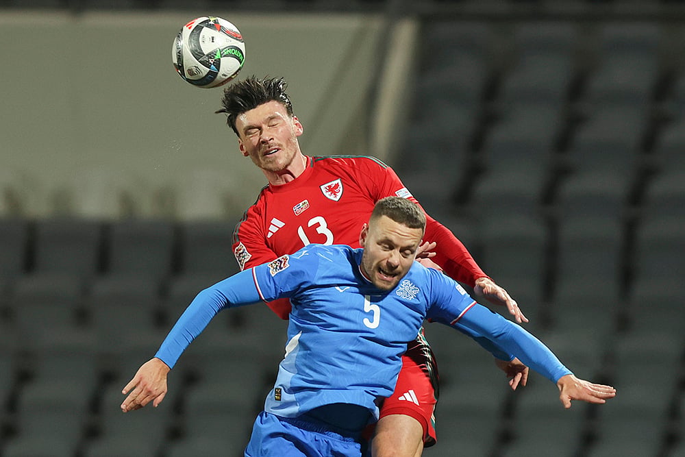 UEFA Nations League Soccer Iceland vs Wales photo gallery_Kieffer Moore