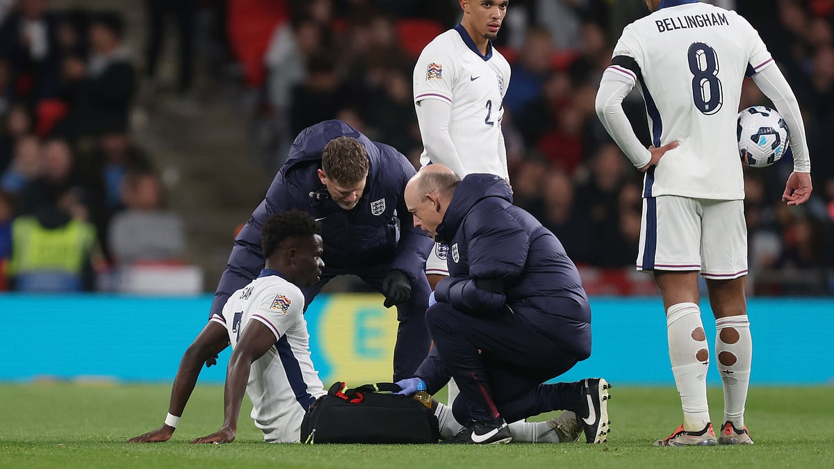 Bukayo Saka was replaced by Noni Madueke in the 51st minute during England's shock 2-1 defeat to Greece at Wembley.