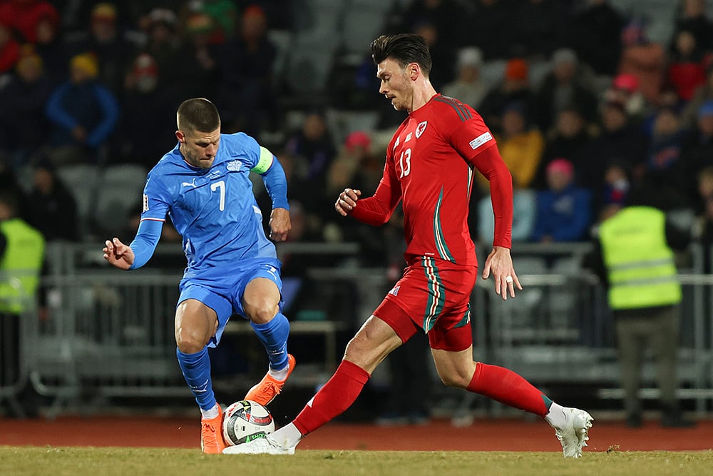 UEFA Nations League Soccer Iceland vs Wales photo gallery_Kieffer Moore