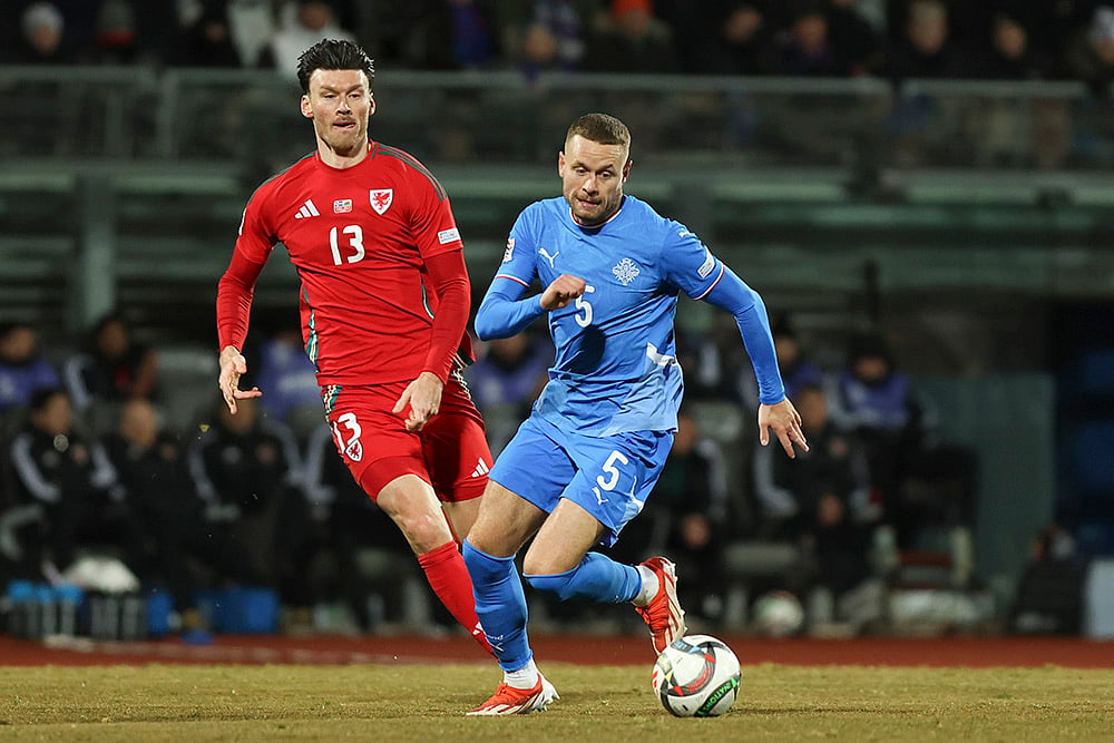UEFA Nations League Soccer Iceland vs Wales photo gallery_Kieffer Moore