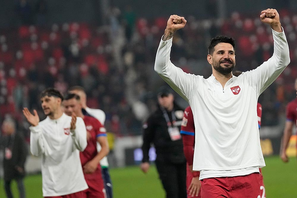 Photo: AP/Darko Vojinovic : Serbia Switzerland Nations League Soccer