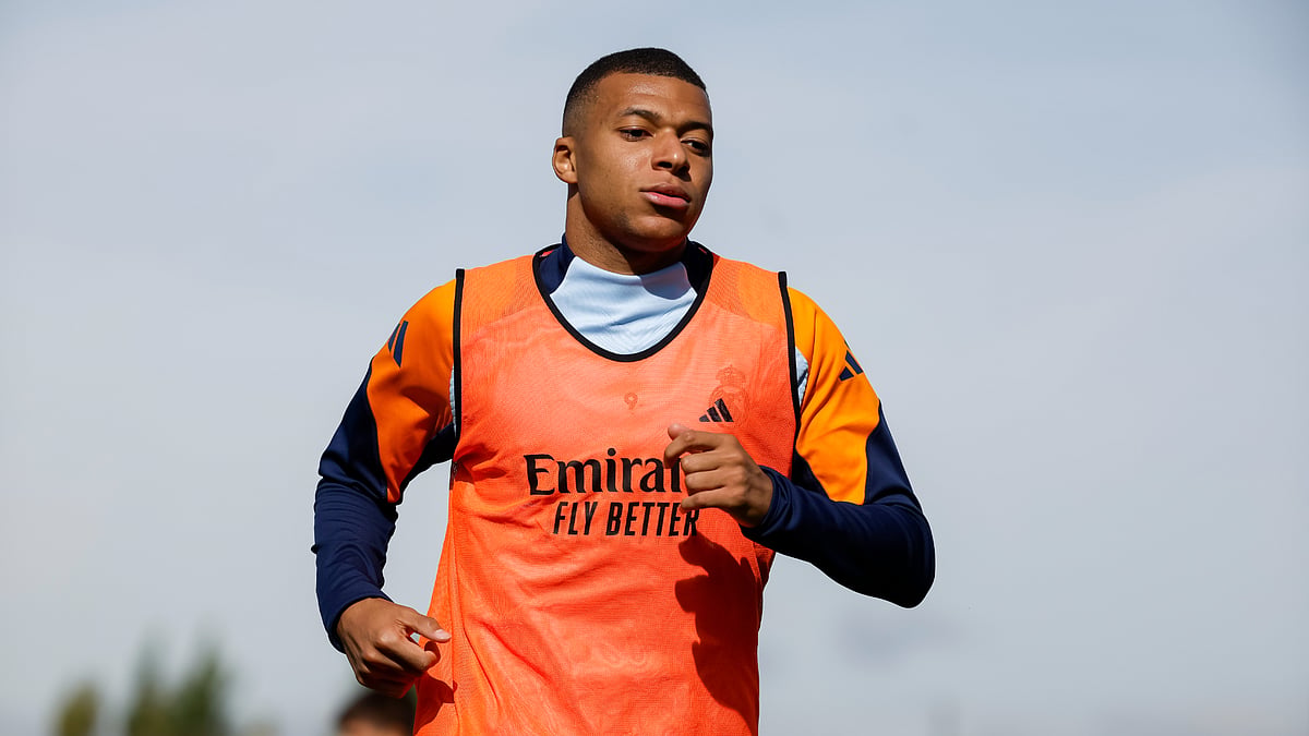 Kylian Mbappe was seen in Real Madrid training on Monday