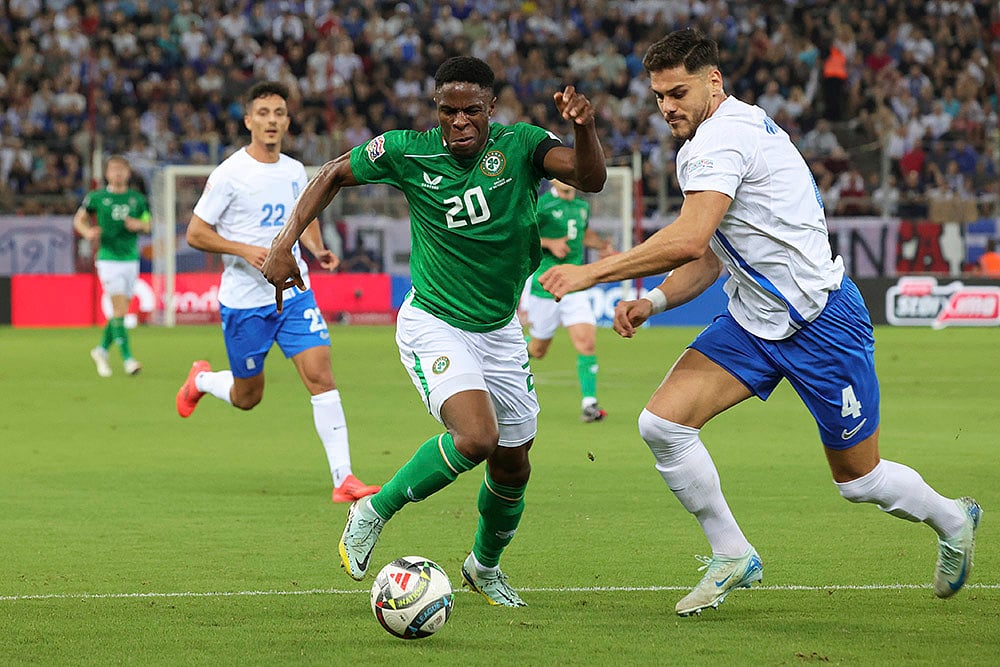 2024-25 UEFA Nations League Soccer Greece vs Ireland Photo gallery_Chiedozie Ogbene