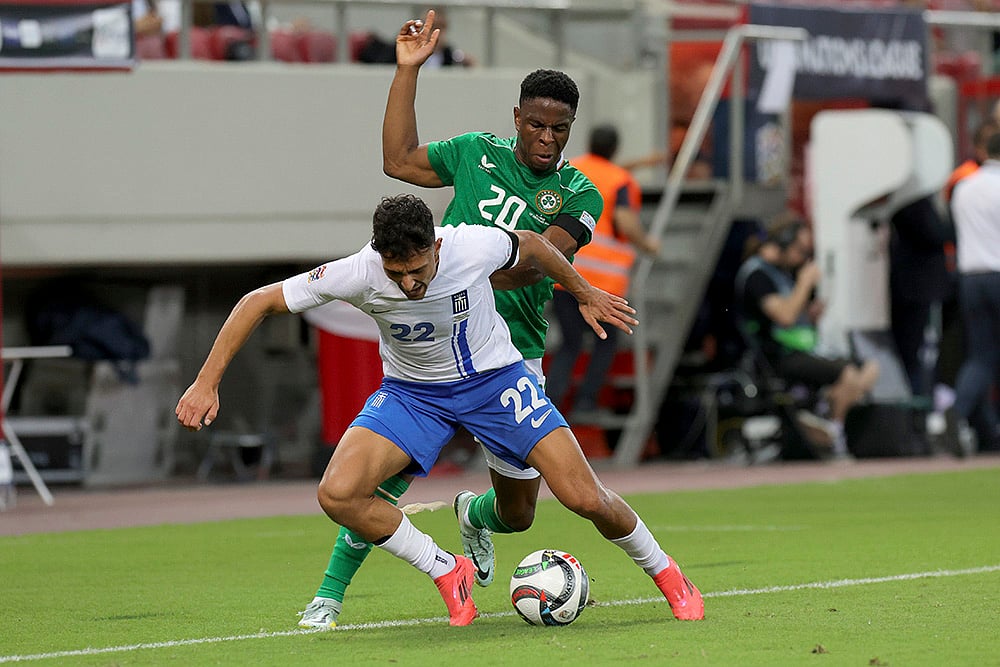 2024-25 UEFA Nations League Soccer Greece vs Ireland Photo gallery_Chiedozie Ogbene