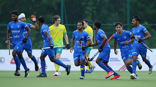 File photo of the Indian junior hockey team in action against Australia in the Sultan of Johor Cup. - null