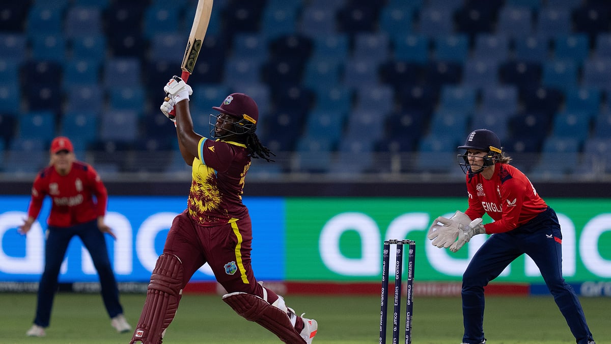 AP : West Indies' Qiana Joseph plays a shot during the ICC Women's T20 World Cup 2024 match between England and West Indies at Dubai International Stadium